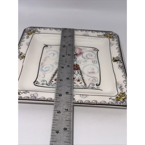 THE WEDDING-Made in Italy- 6 7/8" Square- Ceramic Cake Side Plate/Plate - Picture 4 of 5